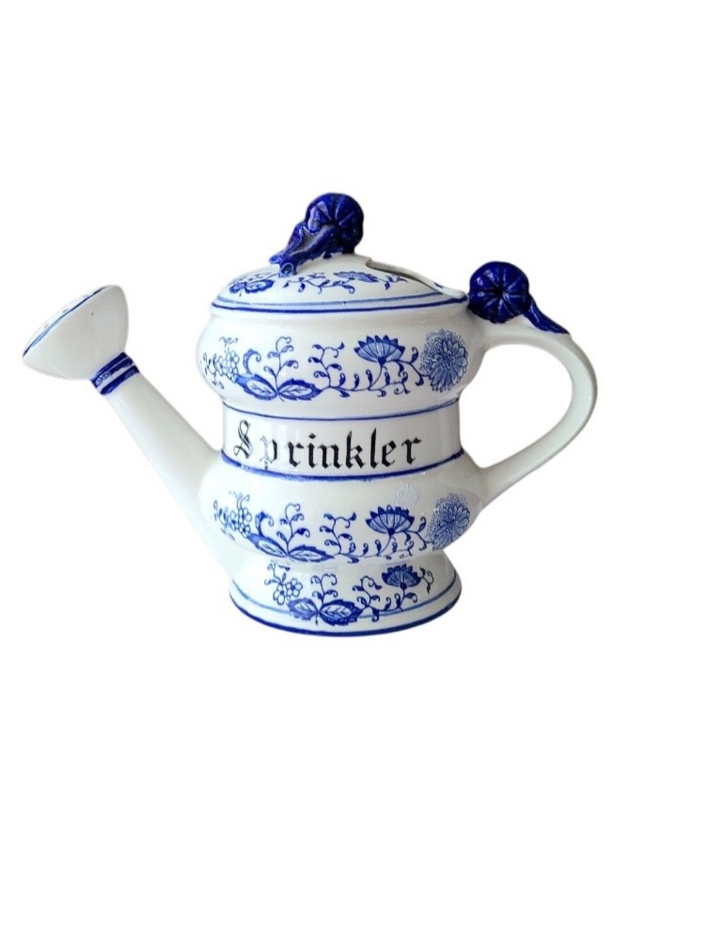 Vintage Arnart Japan Blue Onion Porcelain Watering Can Sprinkler
